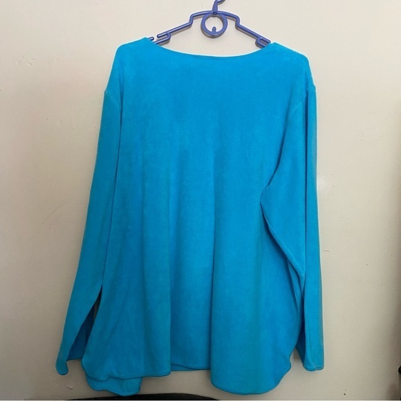 Quacker Factory Shirt Women’s Size 2X Longsleeve Blue PullOver - Picture 3 of 7